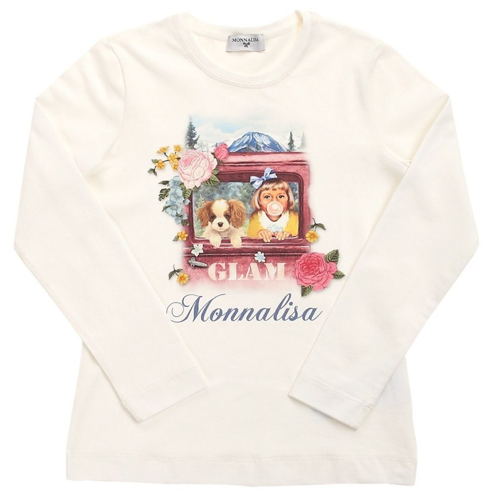 New MonnaLisa School Bus Vintage print long-sleeved t-shirt size 5.